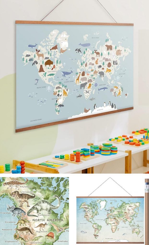 05 lennys world wood framed learning world map posters