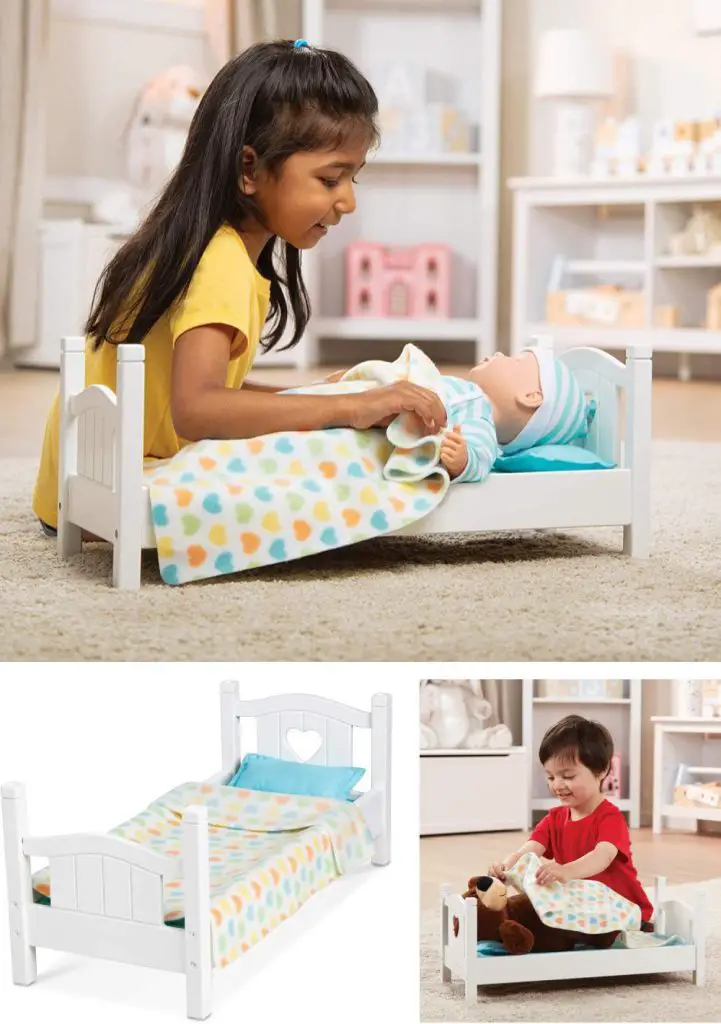 melissa and doug wooden play bed for dolls