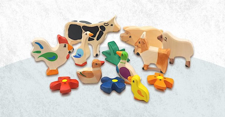best wooden farm animal toy sets for toddlers and kids