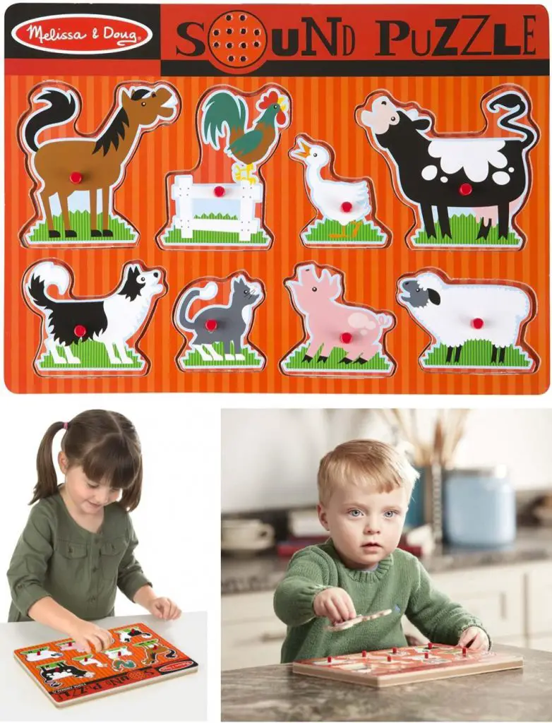melissa and doug farm animals calls wooden sound effects puzzle