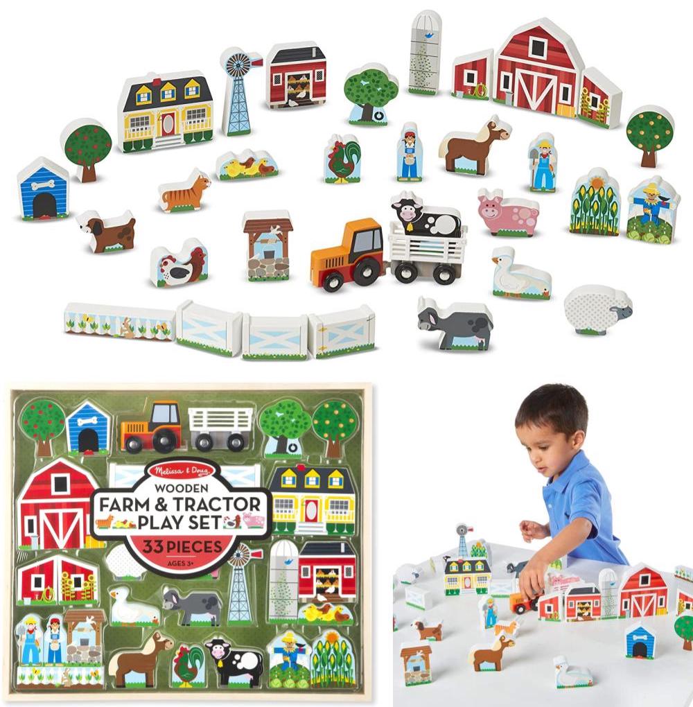 melissa and doug farm tractor and animals play figure set 3 5 years