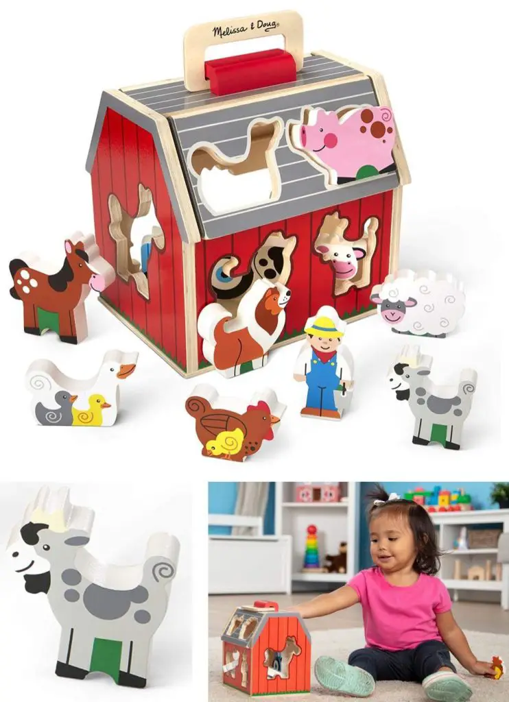 melissa and doug take along wooden sorting barn toy 2 years