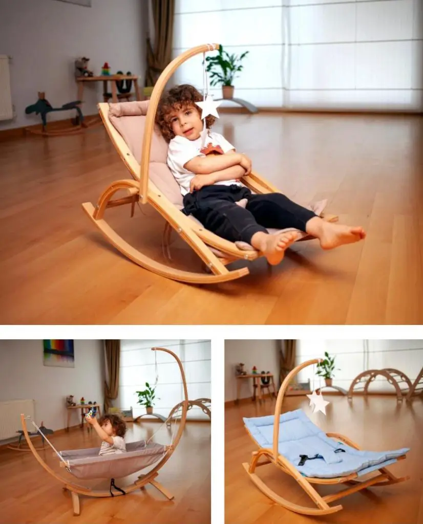 kidodido indoor baby toddler swing chair wood stand and mobile