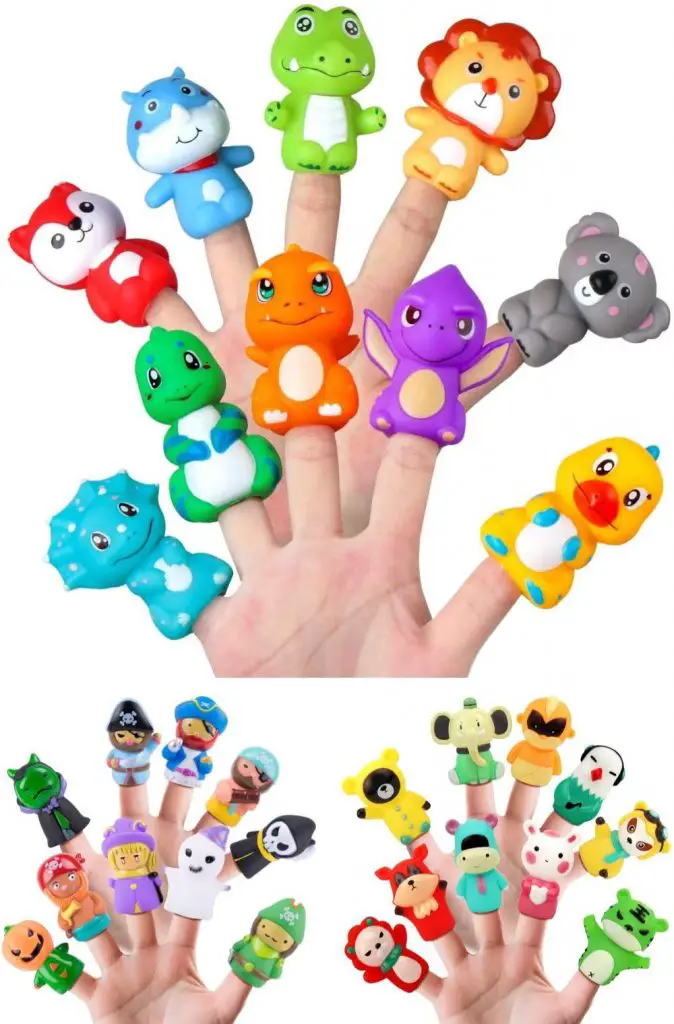 Always23 Animal Finger Puppet 12 Pack, Plastic Finger Puppets for Toddlers 