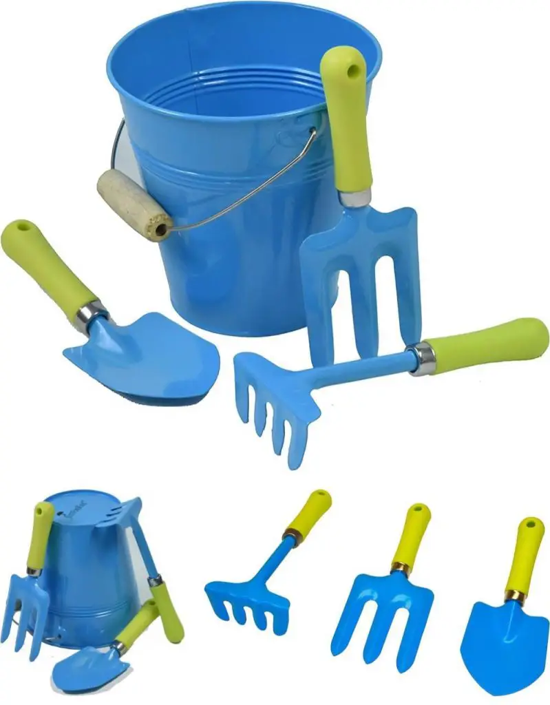g and f justforkids classic kids water pail and gardening toolkit