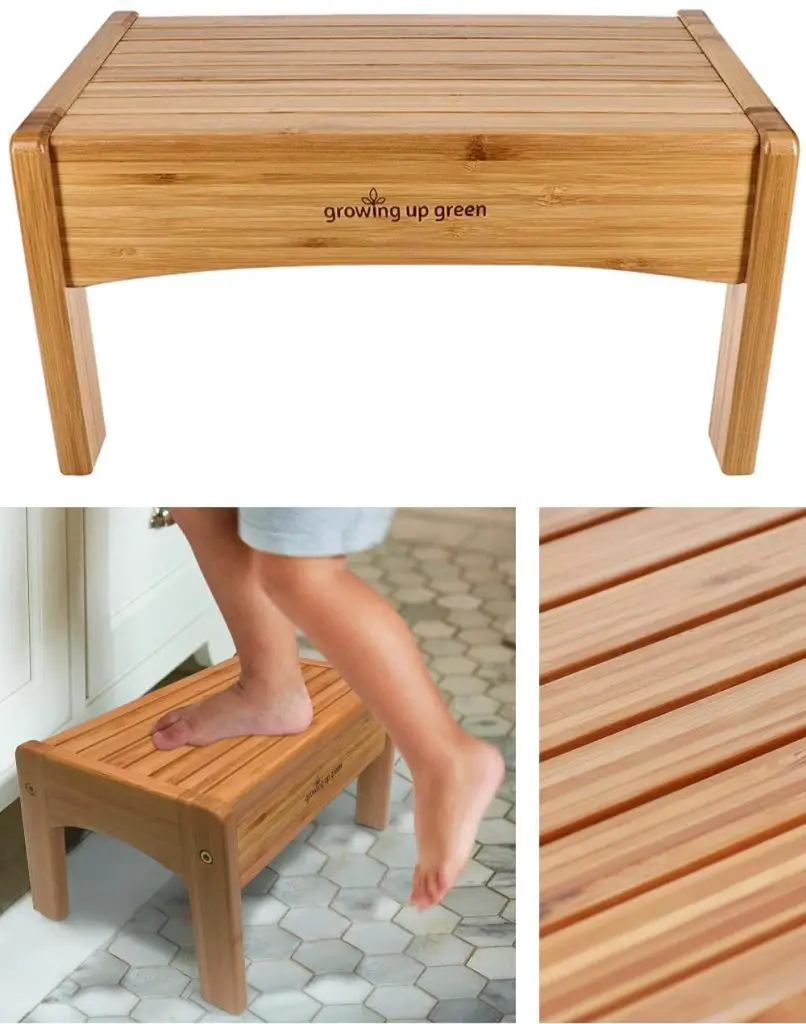 growing up green bamboo step stool for young children