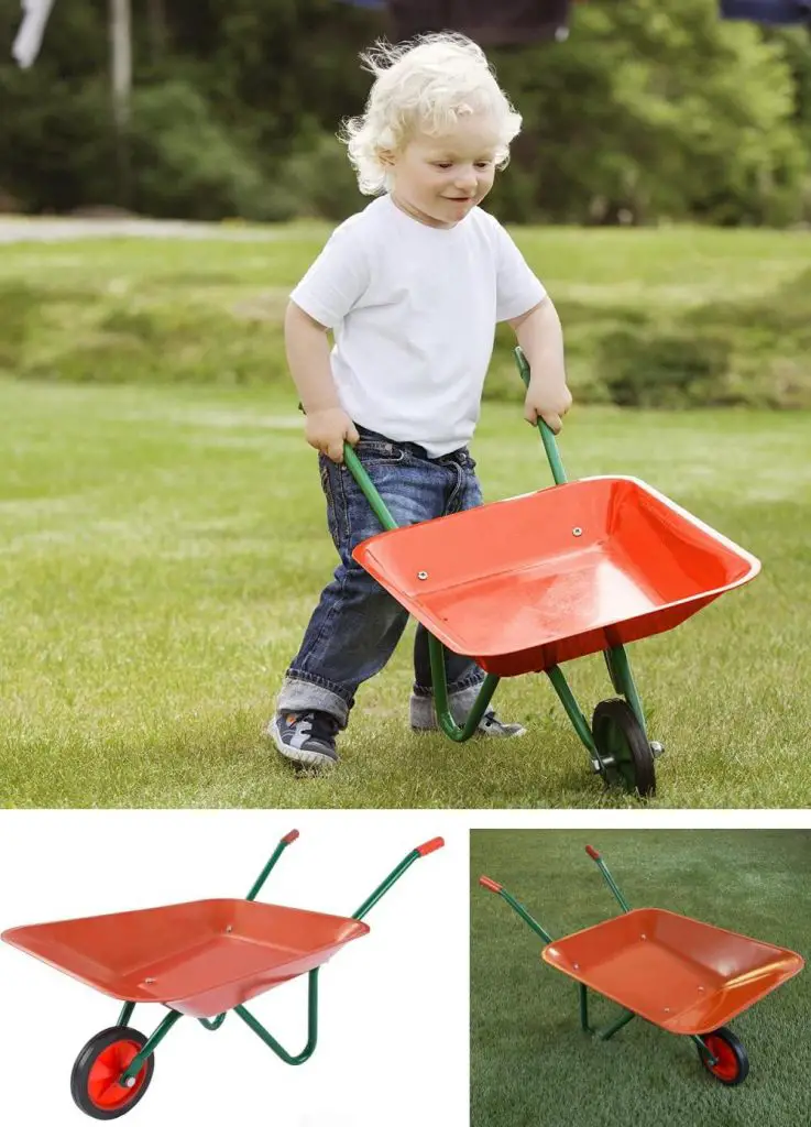 hey play retro style garden and yardwork toddler wheelbarrow