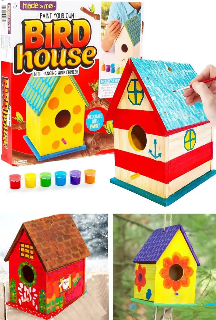 made by me build paint your own wooden bird house craft kit