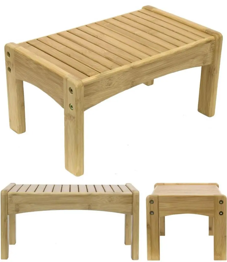 sorbus small bamboo toddler and kids step stool water resistant