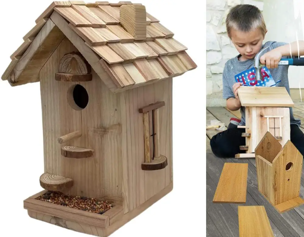 sparkjump premium cedar wood birdhouse craft kit for kids and adults