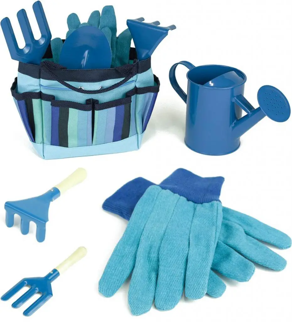 taylor tay blue or pink complete gardening toolset with water can hand gloves carry bag