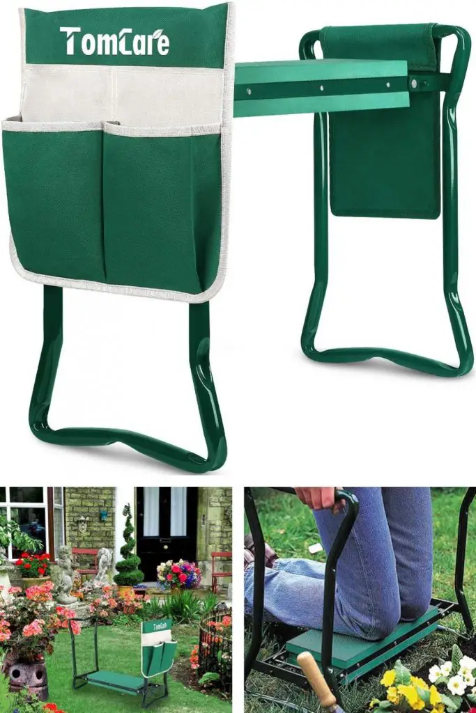 tomcare garden kneeler step stool seat flippable utility bench