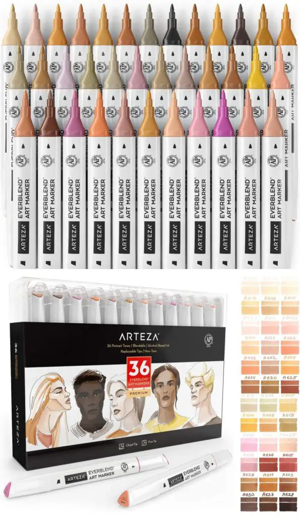 arteza skin tone alcohol sketching markers in skin color tones 36 count 6 years