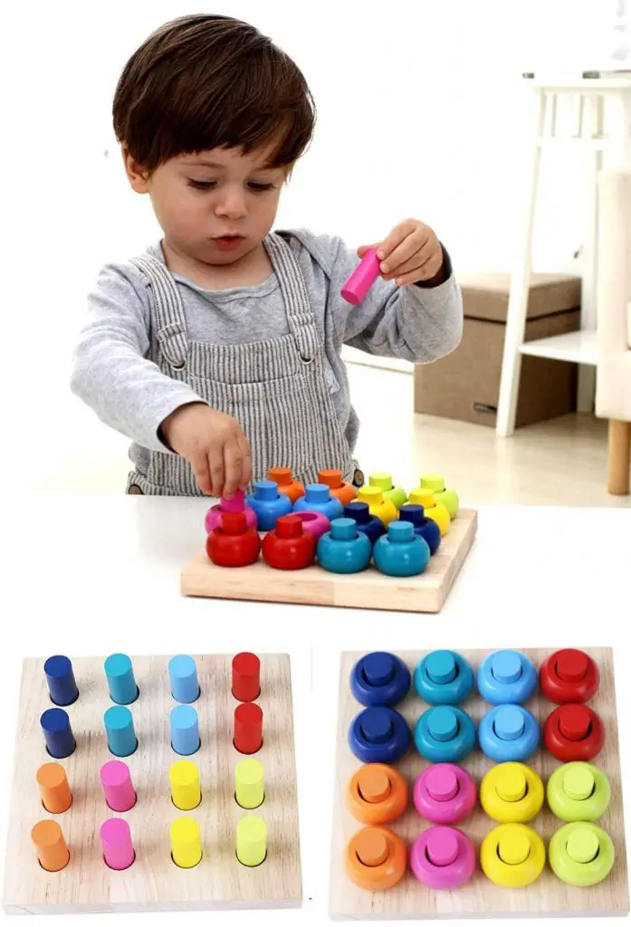 babe rock color sorting stacking counting toy columns and rings