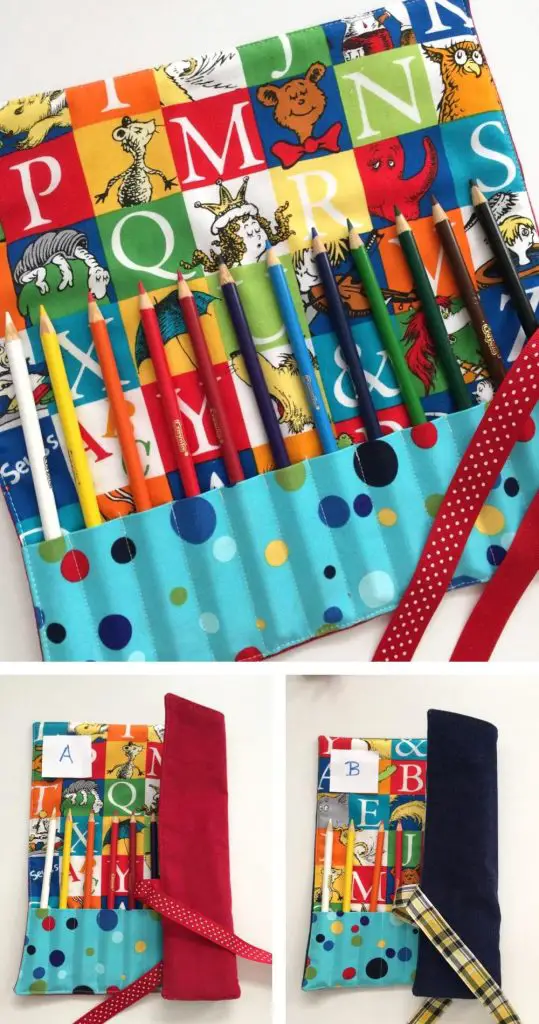 bee keeper quilts cloth pencil carrier with individual slots for different pencils