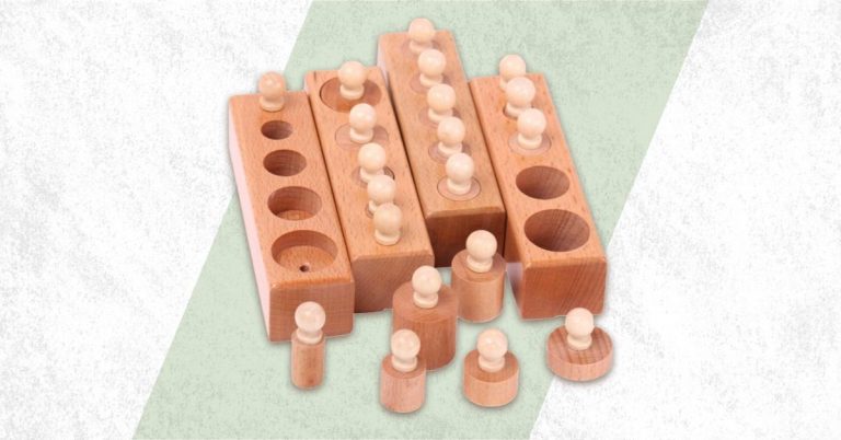 best montessori knobbed cylinders knobless wooden pincer grasp pegs