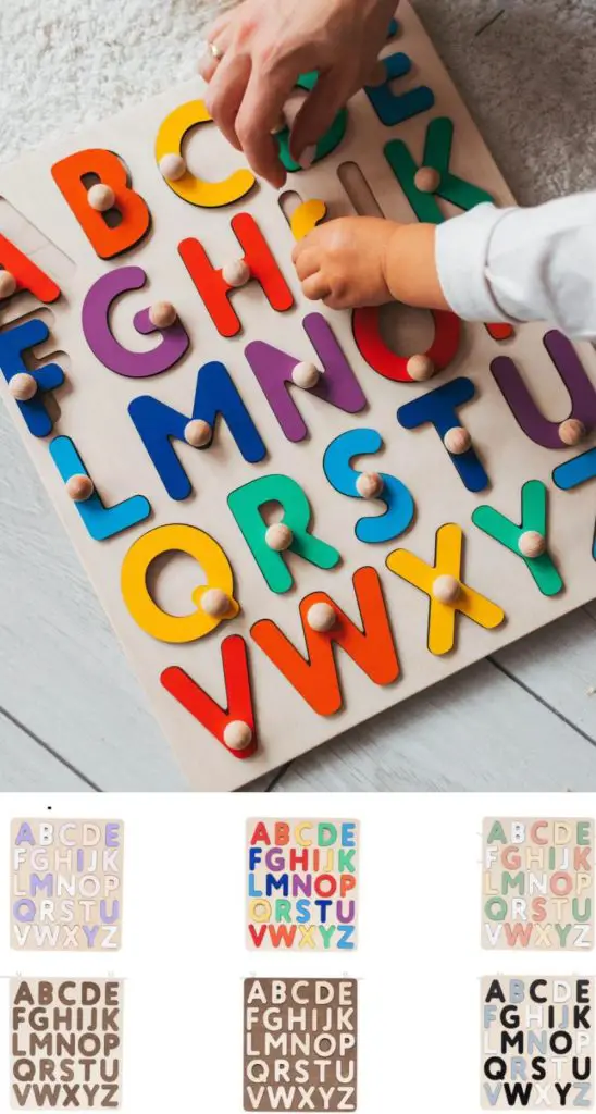 busy people wooden rainbow abc puzzle for babies toddlers and preschool