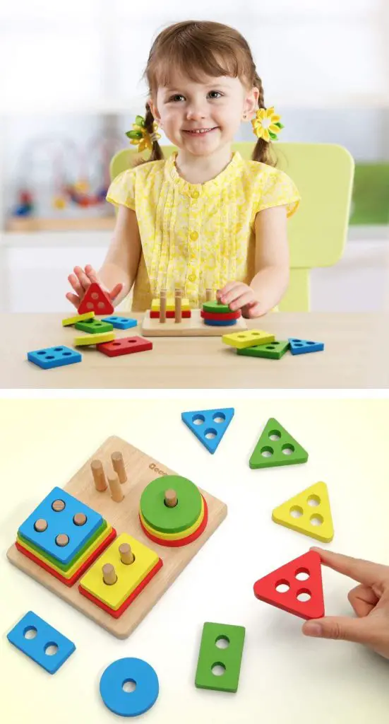 coogam sorting and stacking wooden shape recognition matching puzzle