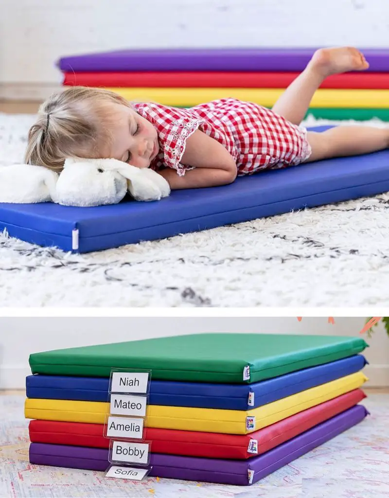 ecr4kids daycare rest nap mats rainbow color 5 set with name tag holder