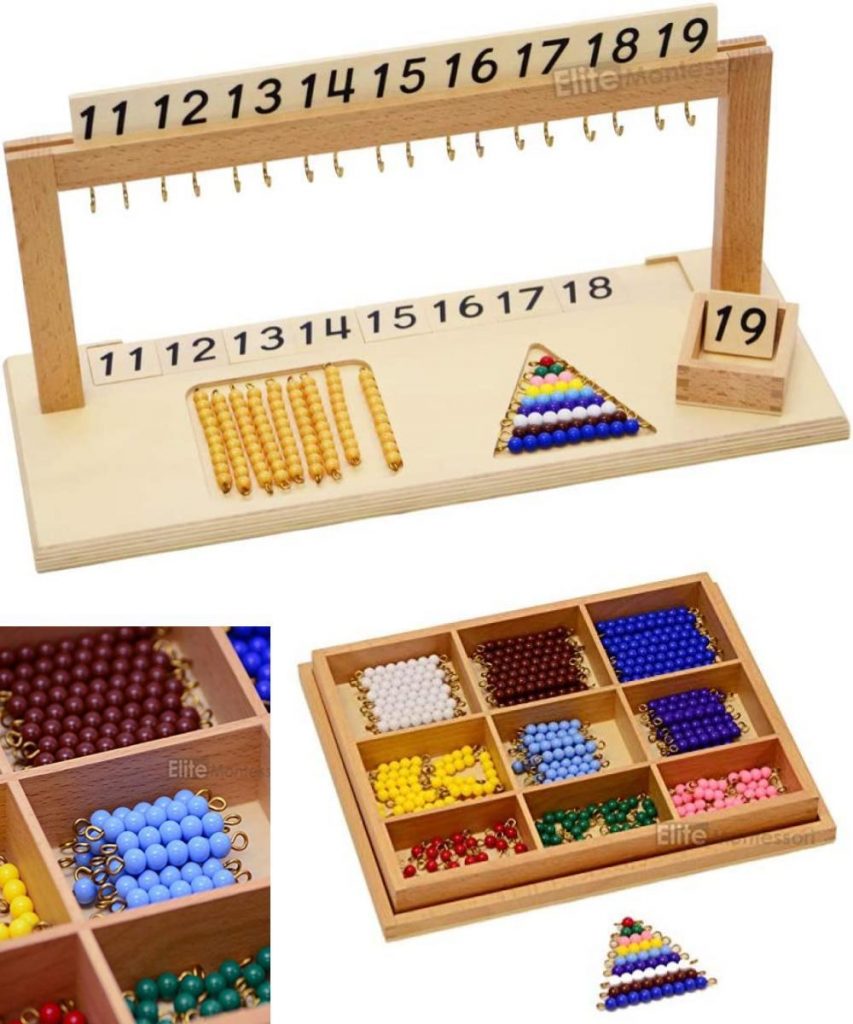 elite montessori bead hanger plus checker board beads learning material