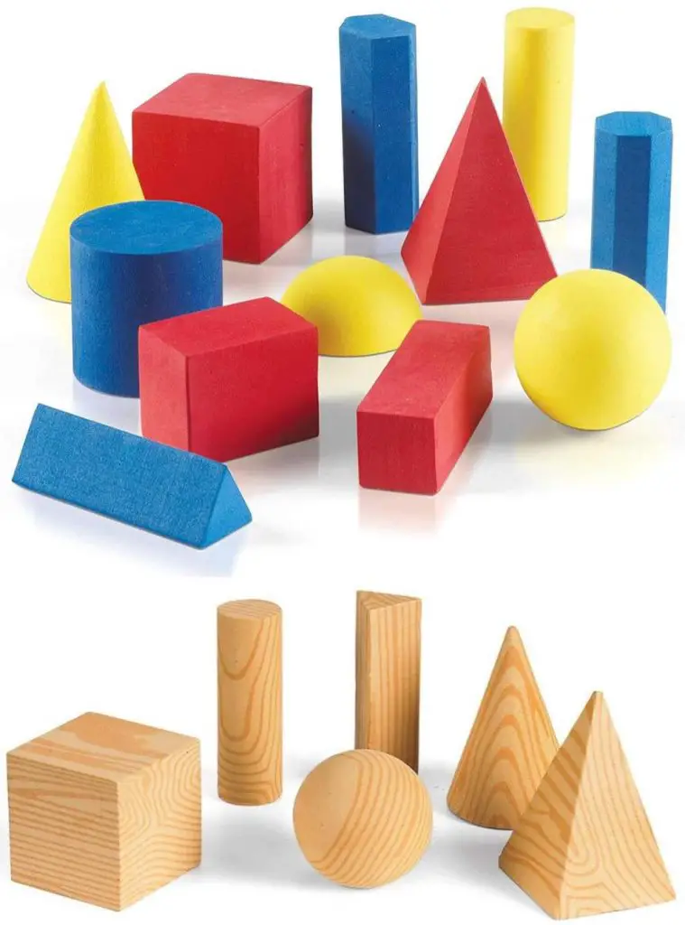 hand2mind primary color wood look tabletop foam geometric solid blocks