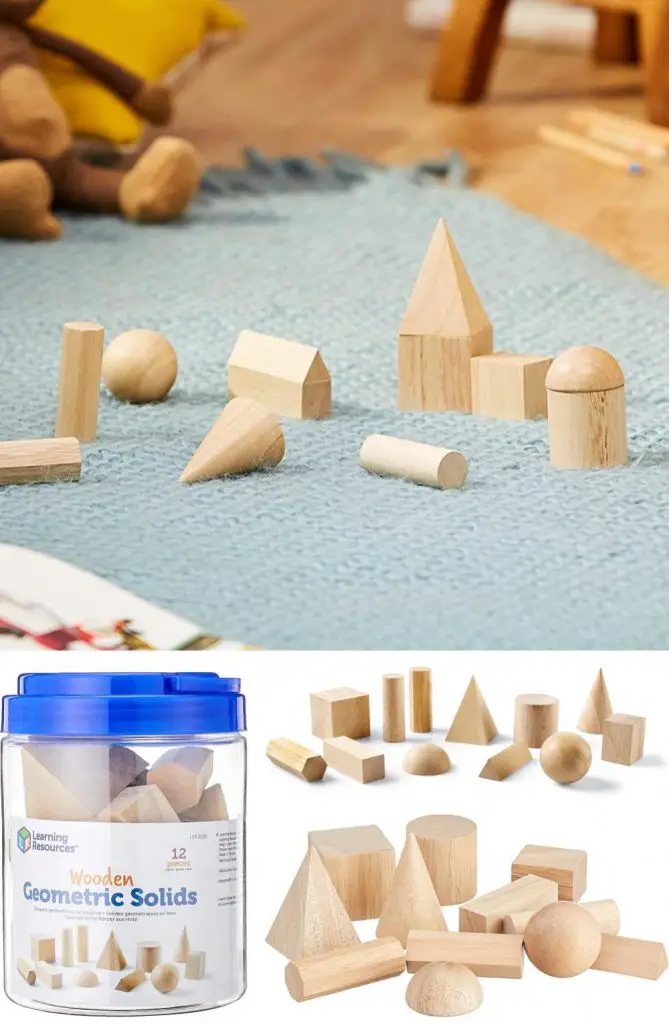 learning resources plain wood geometric solids basic set