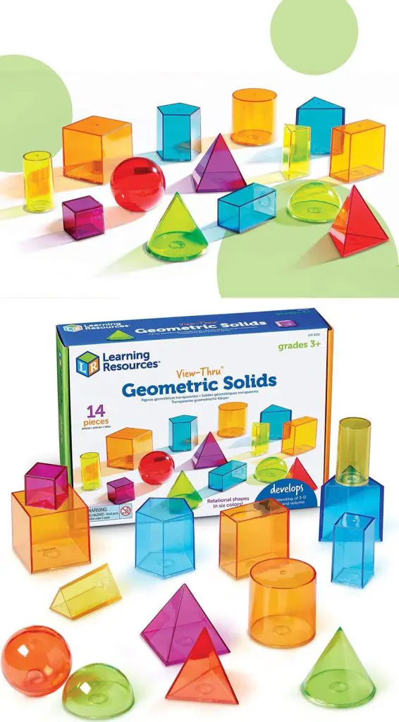 learning resources view thru translucent color geometric solids