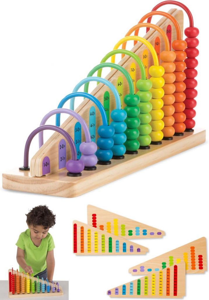 melissa and doug add and subtract abacus with pastel counting beads
