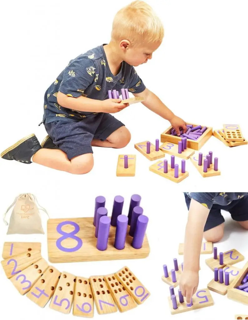 montessori and me purple counting peg card number learning set