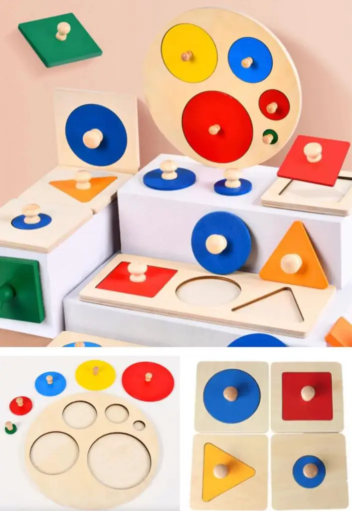 my gifted education geometric shapes primary colors preschool wooden peg puzzle