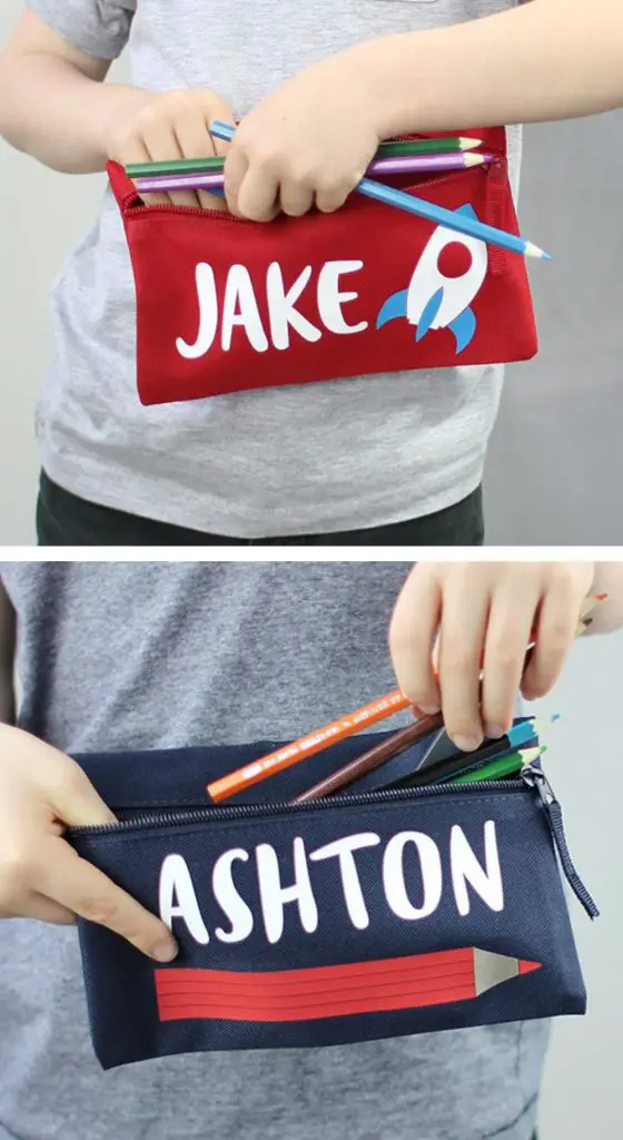 rocket and fox personalized pencil case with your toddlers name and logo