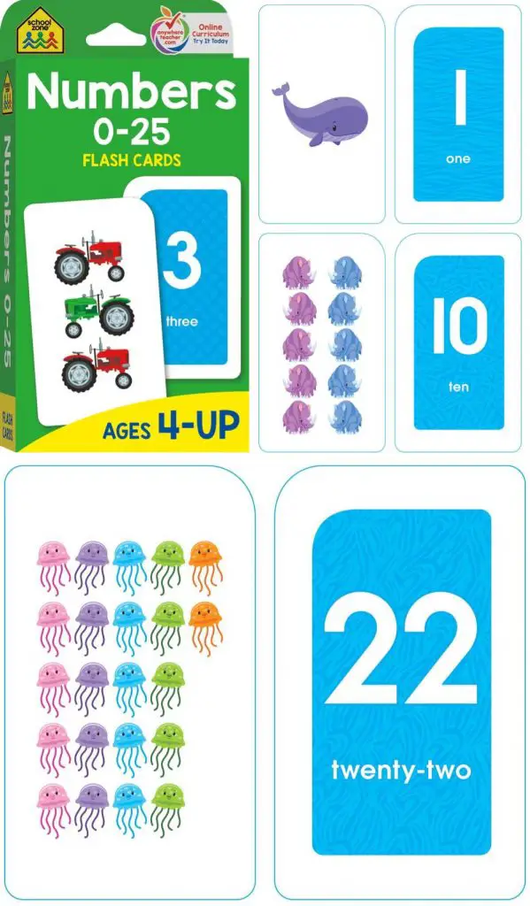 school zone preschool and kindergarten object counting 0 25 number flashcards deck of 54