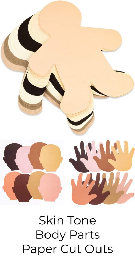 skin tone body parts cut outs hands head body paper shapes