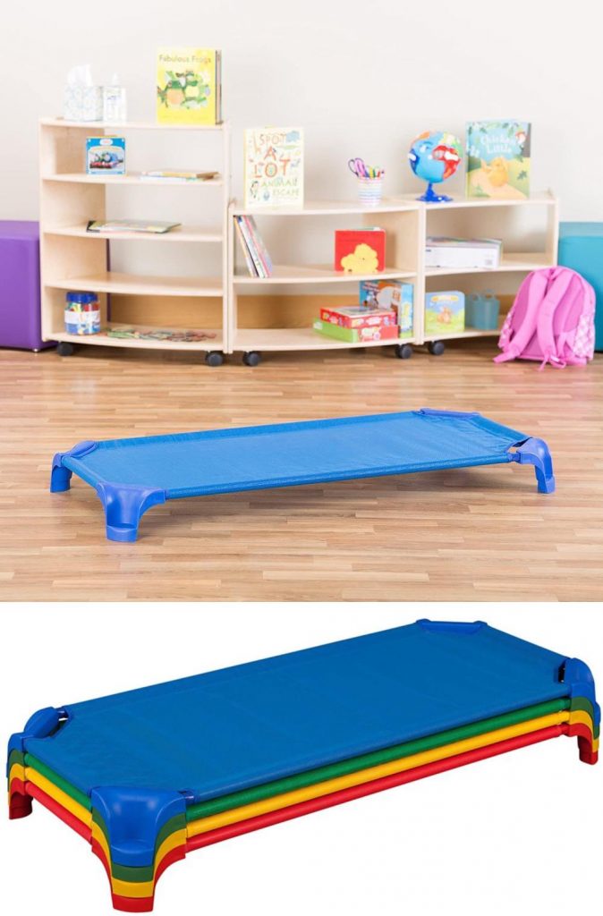 sprogs heavy duty stackable primary colors daycare cot with easy lift corner