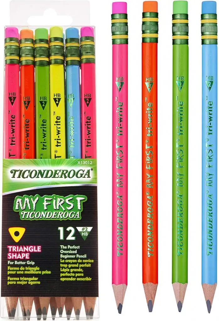 ticonderoga my first tri write neon triangular kids pencil with eraser tip