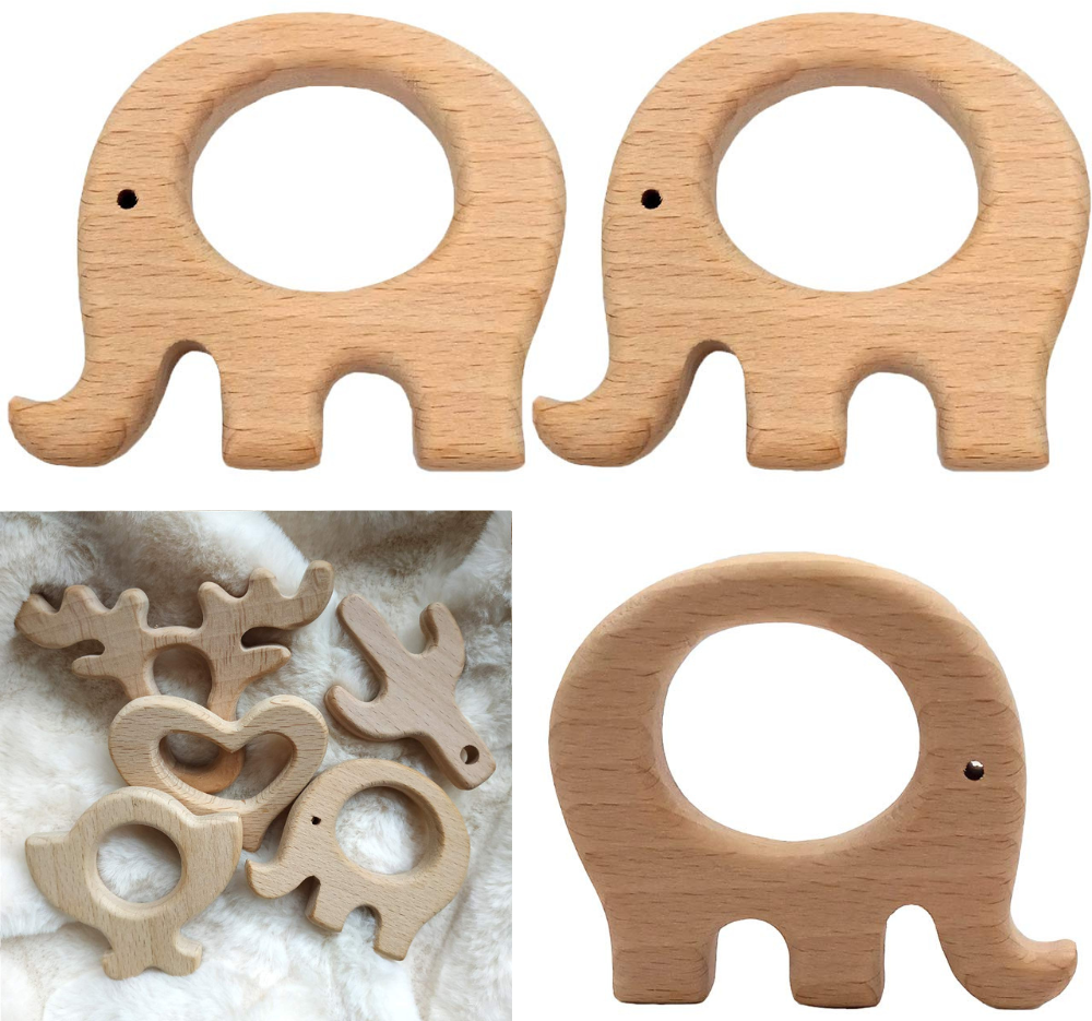 Alenybeby Beech Wood Elephant Teether 10 Pack 1