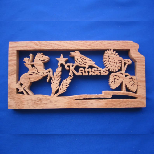 kansas wooden wall hanger scroll saw crafts kc