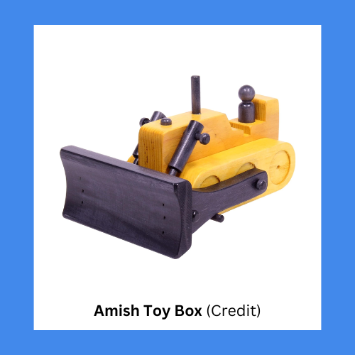 Amish Toy Box Large Yellow Wooden Toy Bulldozer