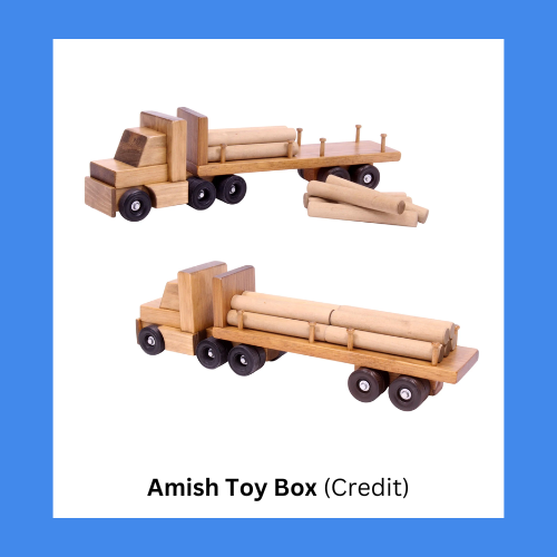 Amish Toy Box Made In USA Wooden Log Truck Toy
