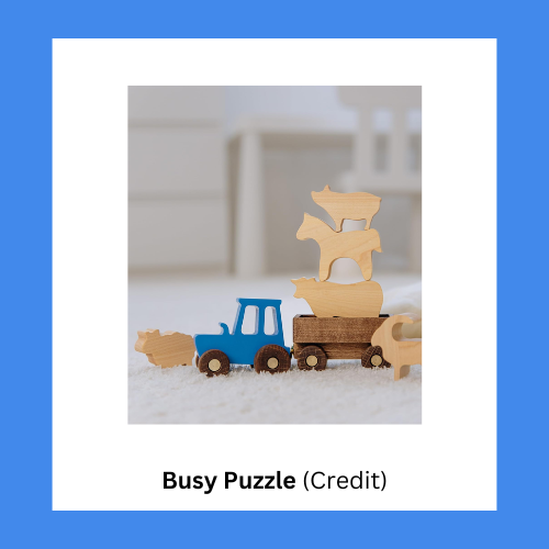 Busy Puzzle Minimalist Wooden Tractor Push Toy