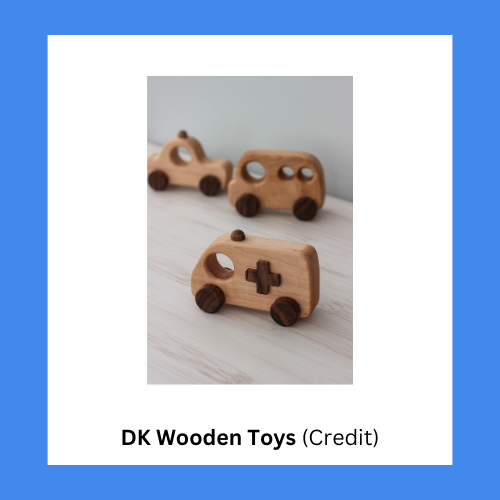 DK Wooden Toys Simple Wooden Ambulance Push Toy