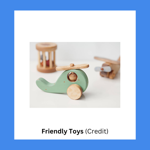 Friendly Toys Wood Helicopter Nursery Toy