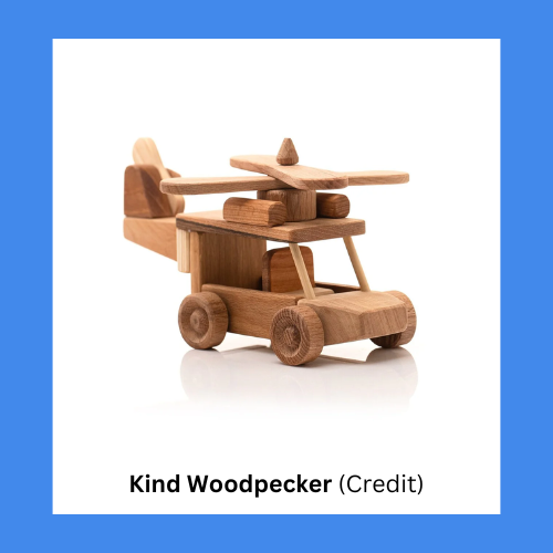 Kind Woodpecker Mechanical Play Wood Helicopter Toy