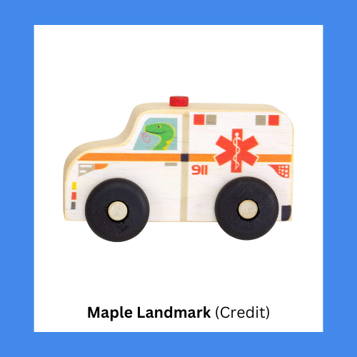 Maple Landmark Scoots Ambulance Wooden Push Toy