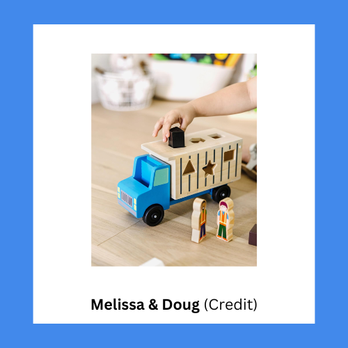 Melissa & Doug Shape Blocks Cargo And Dump Truck Toy
