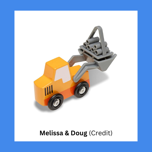 Melissa & Doug Wooden Construction Site Vehicles Play Set With Bulldozer