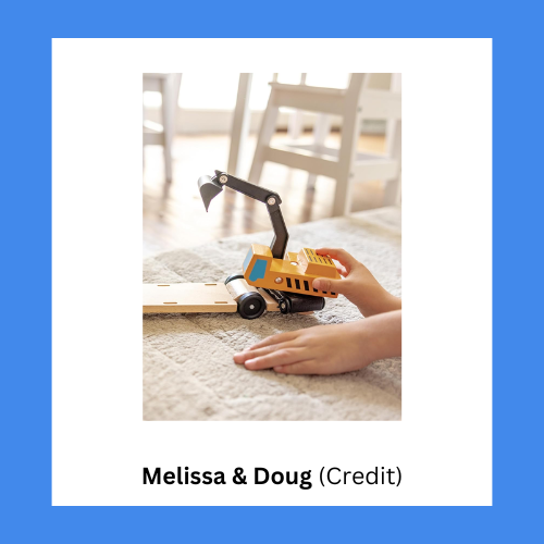 Melissa & Doug Wooden Semi Truck Toy With Excavator