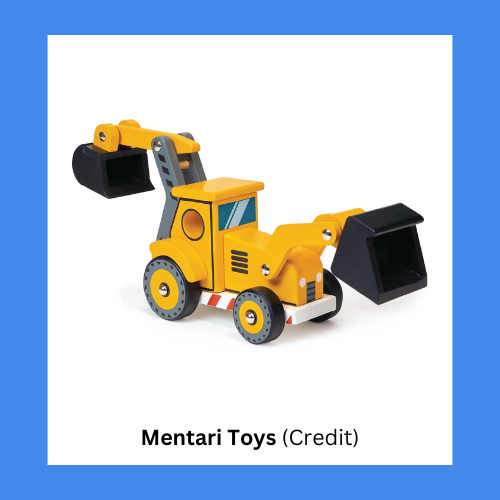 Mentari Toys Wooden Backhoe Two Sided Excavator