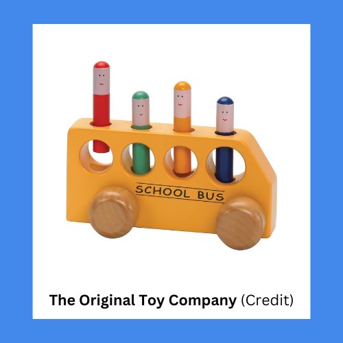 The Original Toy Company Color Pop School Bus Wooden Push Toy