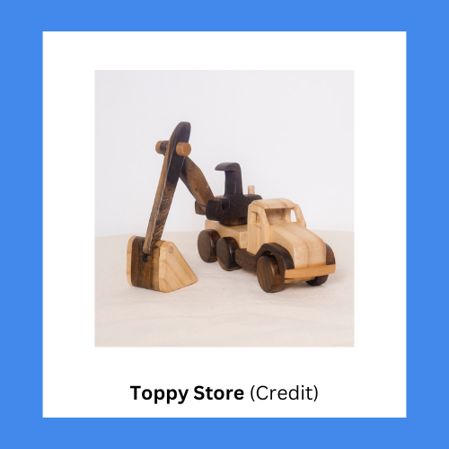 Toppy Store Hardwood Excavator Construction Vehicle Toy